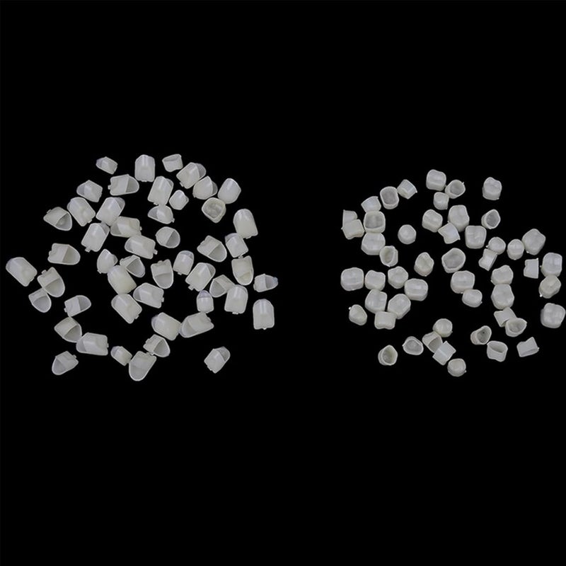 Ceonam 120 قطعة غطاء سن مزيف تاج قشرة أمامية وخلفية وأسنانه ضواحك خلفية مع حبيبات حرارية لملء الغطاء للتعليم أو DIY (50 قطعة أمامية و70 قطعة خلفية) - Image 3